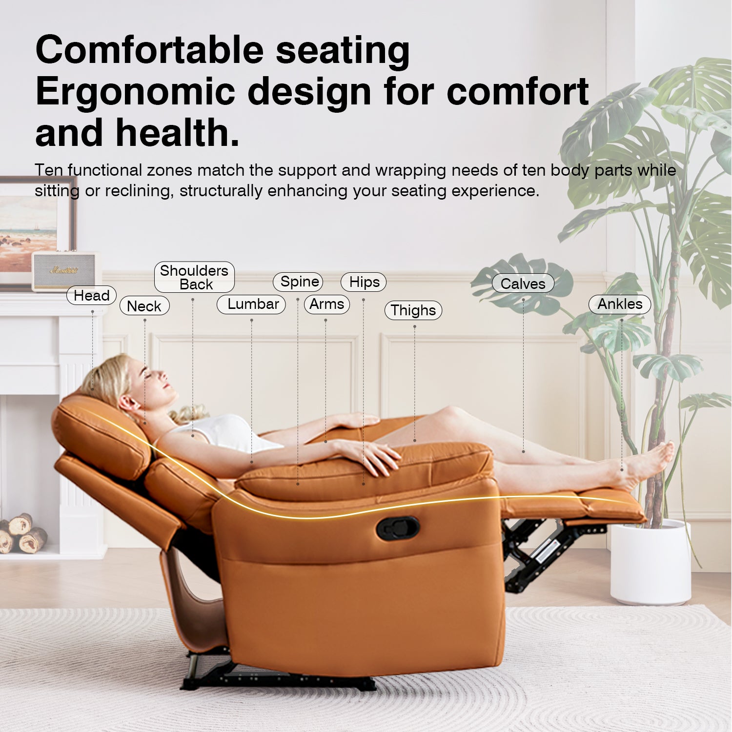 top-grain leather armchair recliner