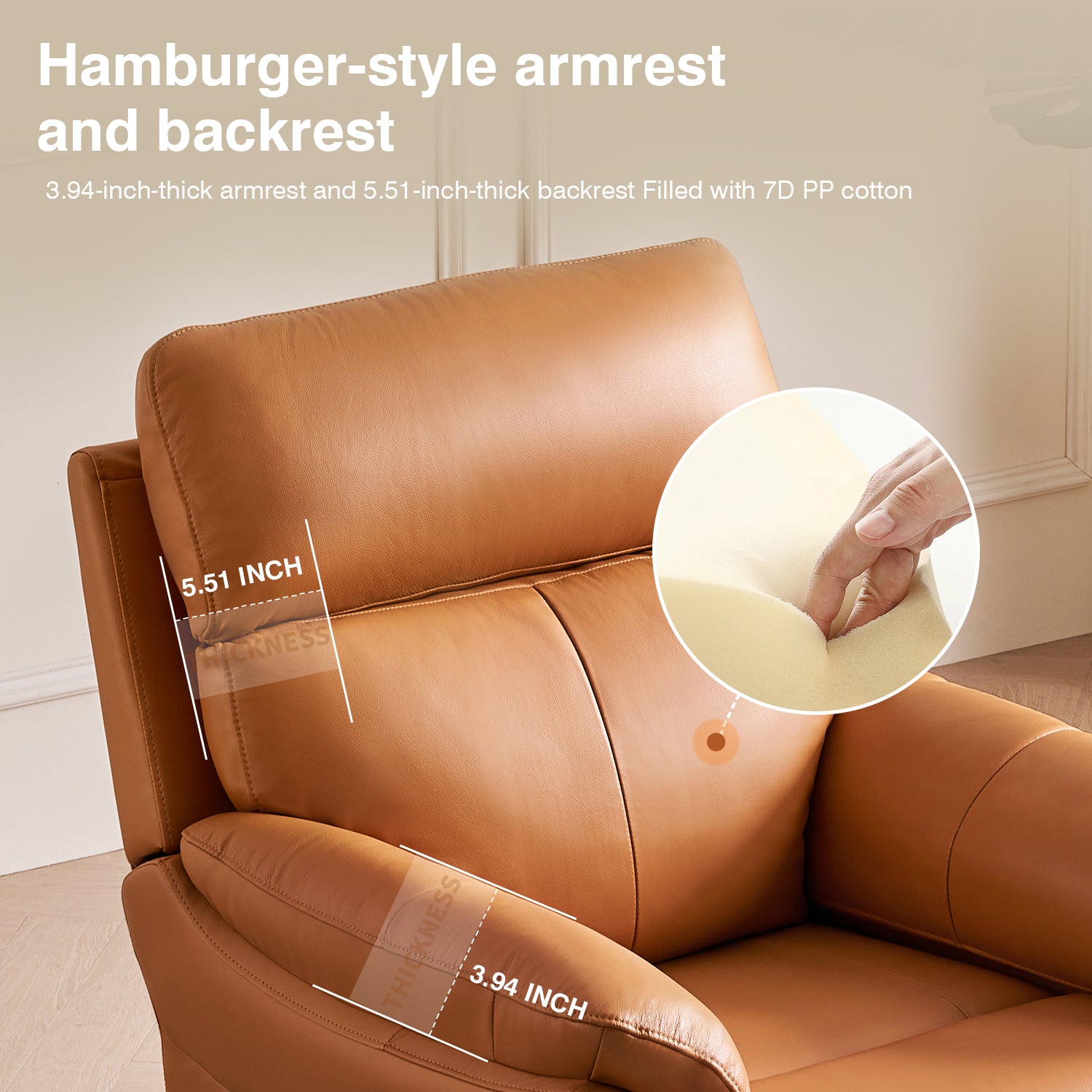 Hamburger-style armrest and backrest