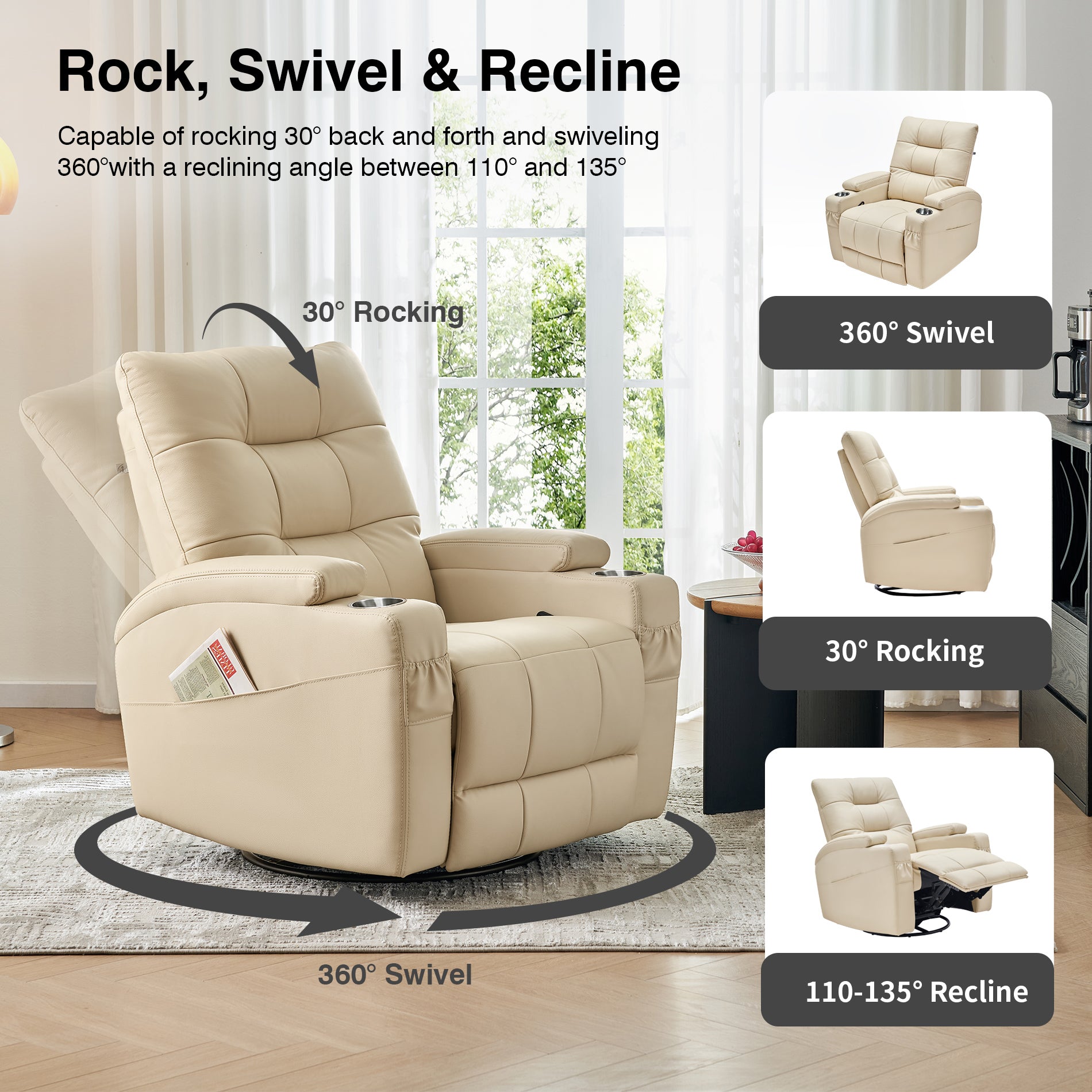 modern breastfeeding recliner with soft padded cushions